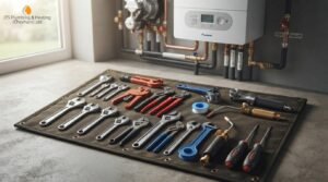 Engineer testing a boiler's safety controls during a service visit