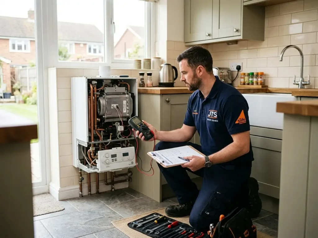 boiler repair services hertfordshire — engineer checking a domestic boiler