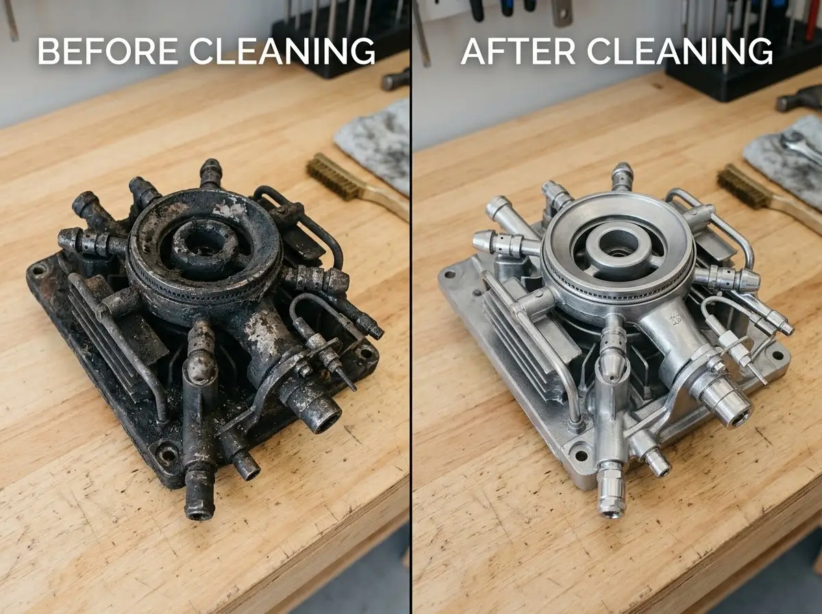 boiler repair services Cheshunt, before and after burner cleaning